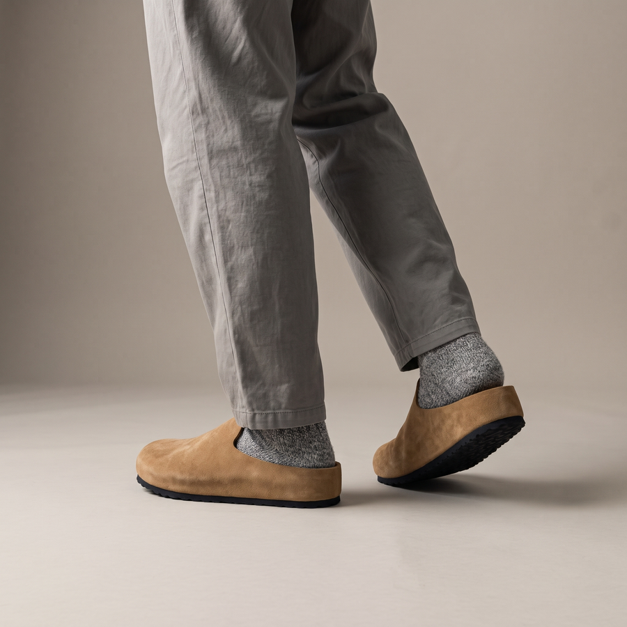 Tan · walking away, open back and Relief footbed