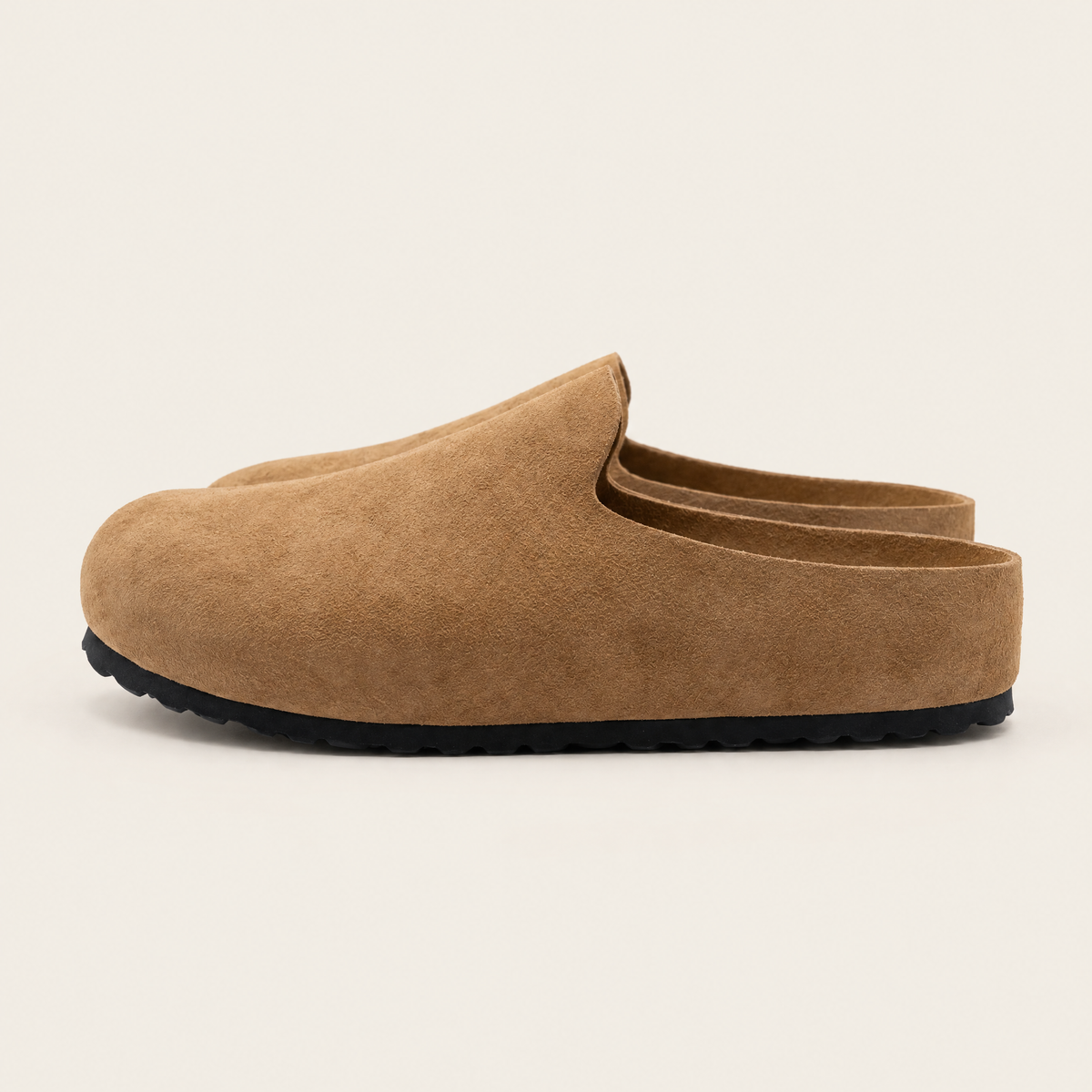 Tan · Suede Relief Clog, side view