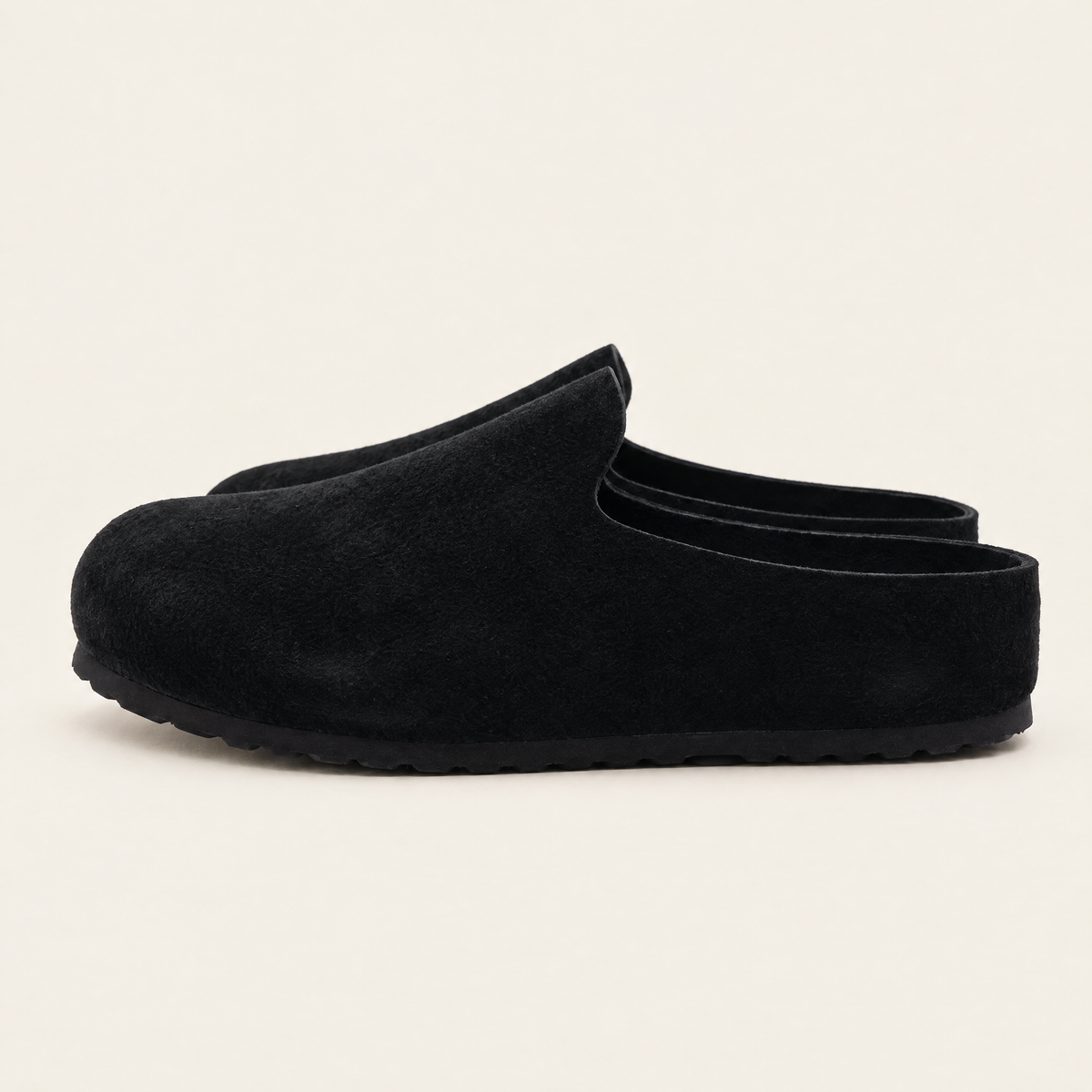 Black · Suede Relief Clog, side view