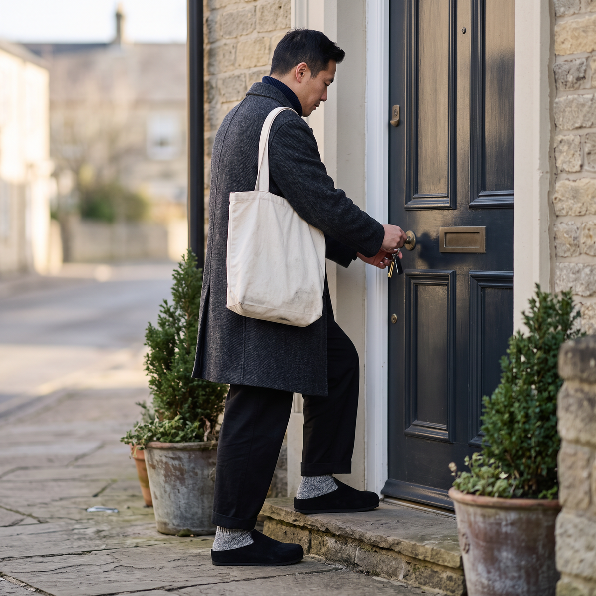 Black · heading out the front door